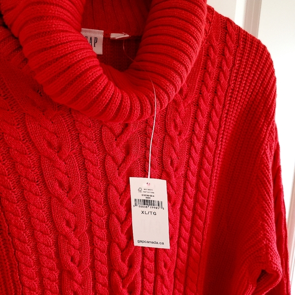 NWT GAP red turtleneck cable knit dress size XL - Picture 5 of 8
